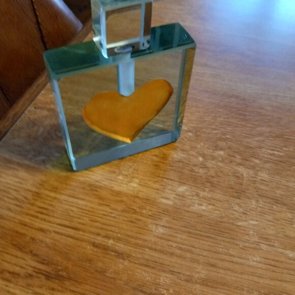 FELT GLASS Jeffery Andrews Studios 23k Gold Leaf Heart Crystal Perfume Bottle - Picture 1 of 4
